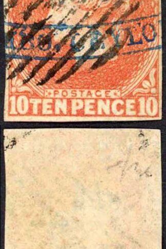 Ceylon SG9 10d Dull Vermilion Four Margins Cat 350 pounds