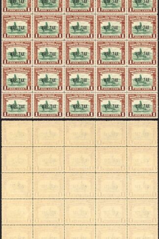 North Borneo SG318 1941 1c War Tax Block of 25 U/M Cat 3.50 GBP each