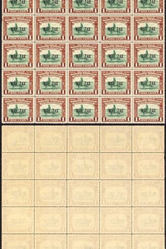 North Borneo SG318 1941 1c War Tax Block of 25 U/M Cat 3.50 GBP each