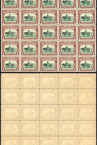 North Borneo SG318 1941 1c War Tax Block of 25 U/M Cat 3.50 GBP each