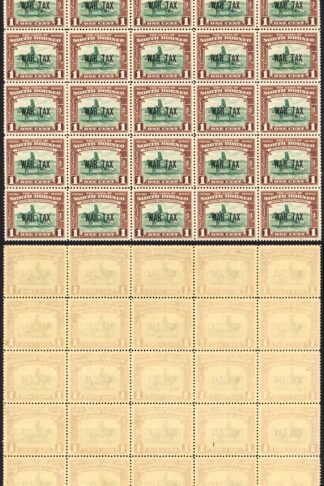 North Borneo SG318 1941 1c War Tax Block of 25 U/M Cat 3.50 GBP each