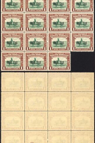 North Borneo SG318 1941 1c War Tax Block of 19 U/M Cat 3.50 GBP each