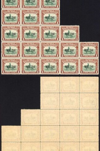 North Borneo SG318 1941 1c War Tax Block of 20 U/M Cat 3.50 GBP each