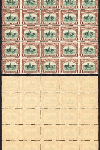 North Borneo SG318 1941 1c War Tax Block of 25 U/M Cat 3.50 GBP each