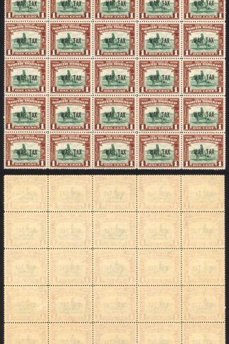 North Borneo SG318 1941 1c War Tax Block of 25 U/M Cat 3.50 GBP each