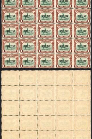 North Borneo SG318 1941 1c War Tax Block of 25 U/M Cat 3.50 GBP each