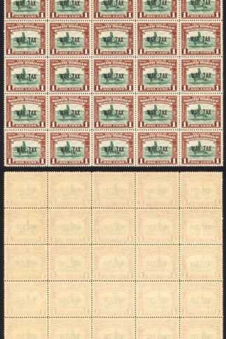 North Borneo SG318 1941 1c War Tax Block of 25 U/M Cat 3.50 GBP each