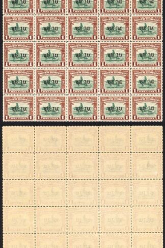 North Borneo SG318 1941 1c War Tax Block of 25 U/M Cat 3.50 GBP each