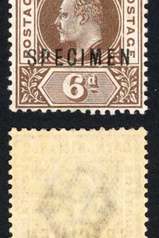 Cayman Is SG6 KEVII 6d Brown Wmk Crown CA opt SPECIMEN M/M