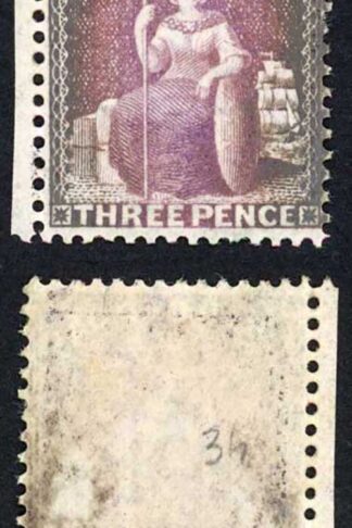 Barbados SG75 3d Mauve Wmk CC Perf 14 M/M (Heavily Oxidized) Cat 170 pounds
