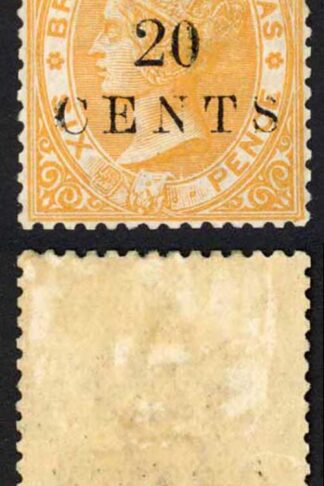 British Honduras SG29 20c on 6db yellow wmk CA M/M Cat 30 pounds