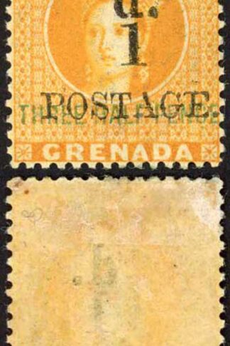 Grenada SG37 1d on 1 1/2d Orange M/M Cat 60 pounds