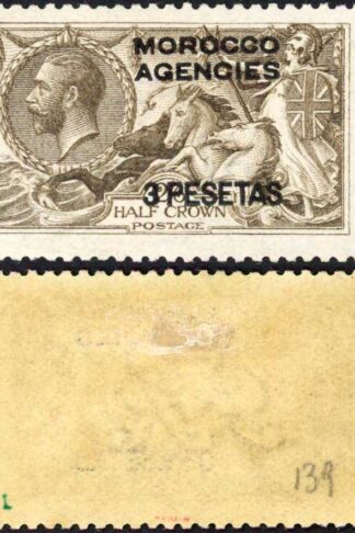 Morocco Agencies SG139 3p on 2/6 Grey brown DLR seahorse M/M Cat 50 pounds