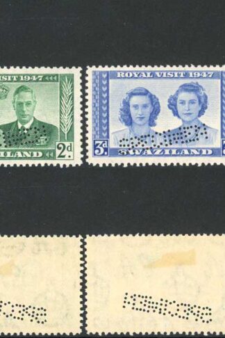 Swaziland SG42s/5s 1947 Royal Visit Perf SPECIMEN M/M Cat 150 pounds