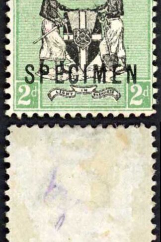 Nyasaland SG33 2d wmk CA opt SPECIMEN (part gum)
