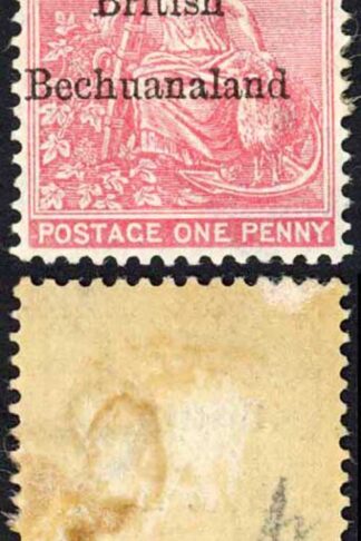 Bechuanaland SG5 1d Rose-red Wmk Anchor M/M (toned) Cat 27 pounds