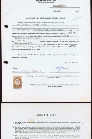South Africa Revenue BF152 10c on a document