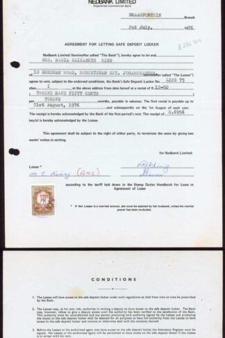 South Africa Revenue BF152 10c on a document