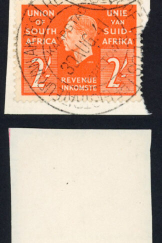South Africa BF38 2/- Orange and BF44 15/- Orange on piece