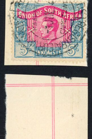 South Africa BF74a 5/- blue and red LANGUAGE ERROR