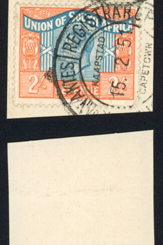 South Africa BF71 2/- and BF76 15/- Green on piece
