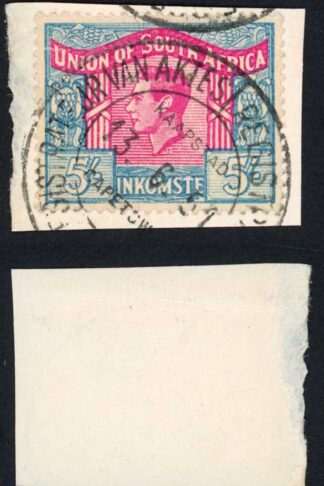 South Africa BF74a 5/- blue and red LANGUAGE ERROR