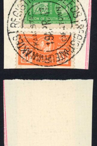 South Africa BF57 3/- Orange and BF63 Two Pound Pair on piece