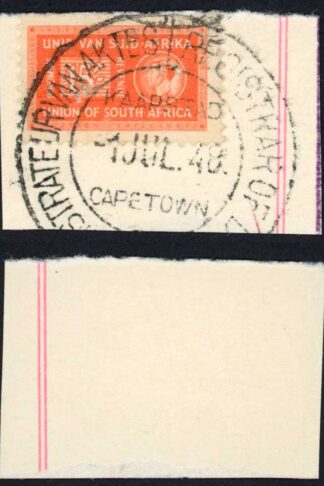 South Africa BF61 15/- orange on piece