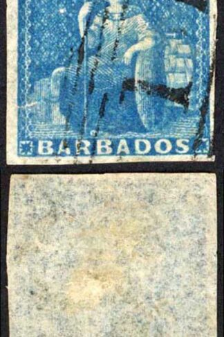 Barbados SG10 (1d) Deep Blue Cat 60 pounds