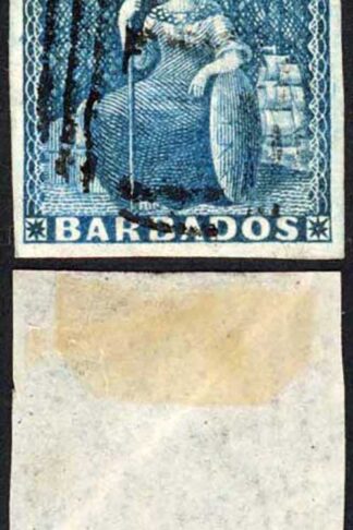 Barbados SG10 (1d) Deep Blue Cat 60 pounds (creased)