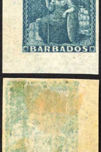 Barbados SG10 (1d) Deep Blue M/M (stain top right) Cat 110 pounds