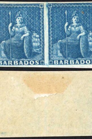 Barbados SG10 (1d) Deep Blue M/M PAIR Great Colour Cat 220++ pounds