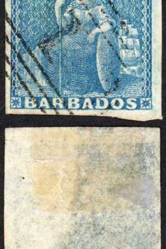 Barbados SG9 (1d) Pale Blue (Thin) Cat 75 pounds