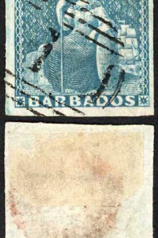 Barbados SG9 (1d) Pale Blue (Creased) Cat 75 pounds