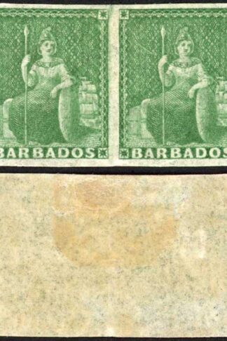 Barbados SG8 (1/2d) Green M/M PAIR Cat 380 pounds
