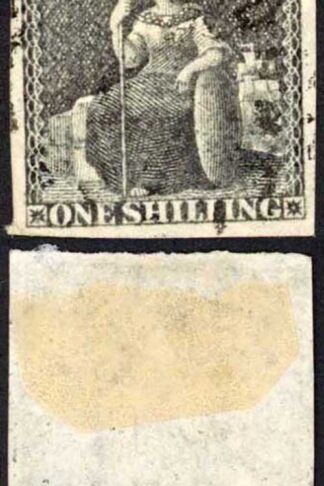 Barbados SG12a 1/- Black Fine Four Margins Cat 75 pounds