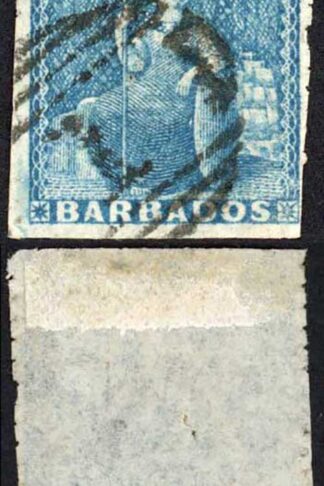 Barbados SG14 (1d) Pale Blue Pin Perf 14 Cat 150 pounds