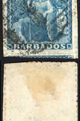 Barbados SG14 (1d) Pale Blue Pin Perf 14 Cat 150 pounds