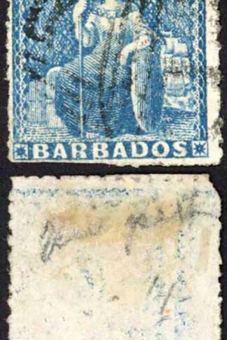 Barbados SG14 (1d) Pale Blue Pin Perf 14 Cat 150 pounds