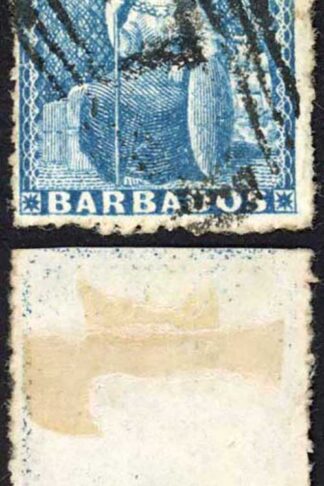 Barbados SG14 (1d) Pale Blue Pin Perf 14 Cat 150 pounds
