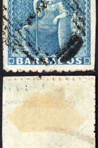 Barbados SG14 (1d) Pale Blue Pin Perf 14 Cat 150 pounds