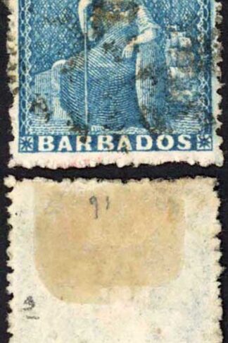 Barbados SG18 (1d) Pale Blue Clean cut perf 14 to 16 Cat 85 pounds