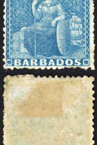 Barbados SG23 (1d) Blue Rough Perf 14 to 16 No Wmk M/M Cat 80 pounds