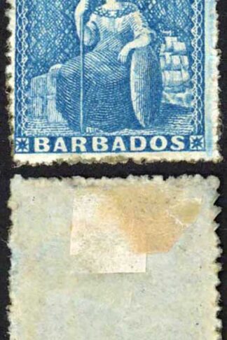 Barbados SG23 (1d) Blue Rough Perf 14 to 16 No Wmk M/M Cat 80 pounds