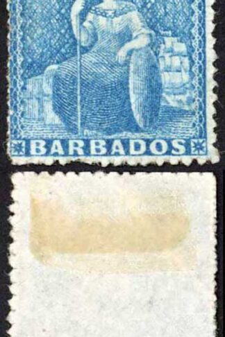 Barbados SG23 (1d) Blue Rough Perf 14 to 16 No Wmk Mint No Gum Cat 80 pounds