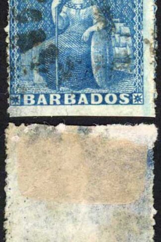 Barbados SG24 (1d) Deep Blue Rough Perf 14 to 16 No Wmk