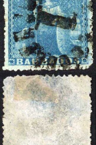 Barbados SG24 (1d) Deep Blue Rough Perf 14 to 16 No Wmk