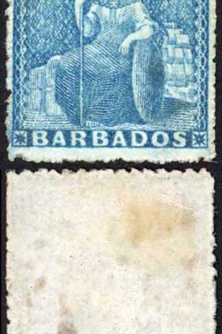 Barbados SG24 (1d) Deep Blue Rough Perf 14 to 16 No Wmk Mint No Gum Cat 75 poun
