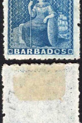 Barbados SG24 (1d) Deep Blue Rough Perf 14 to 16 No Wmk Mint No Gum Cat 75 poun