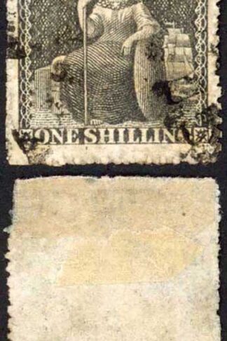 Barbados SG34 1/- Brown-Black Rough Perf 14 to 16 No Wmk Cat 12 pounds